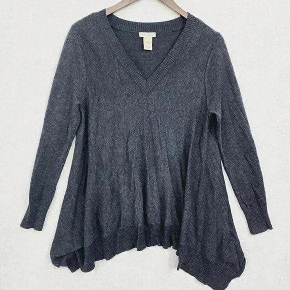 Vertical Design Asymmetrical v neck Pullover Sweater Women's M 2565C - Picture 1 of 6